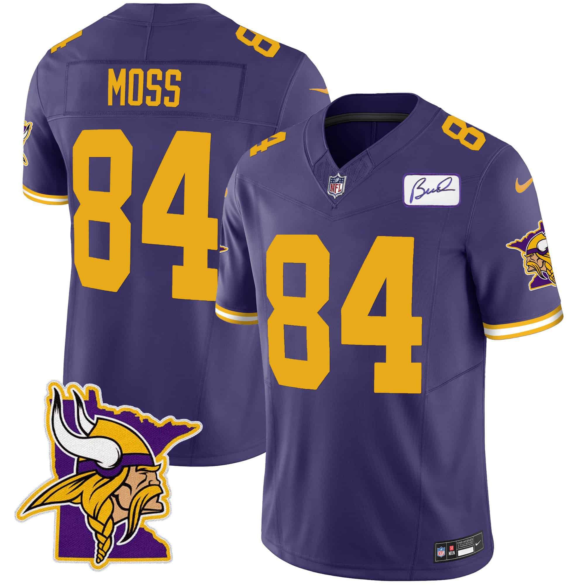 Men Minnesota Vikings #84 Moss Purple 2024 Nike Patch Classic Limited NFL Jersey style 2